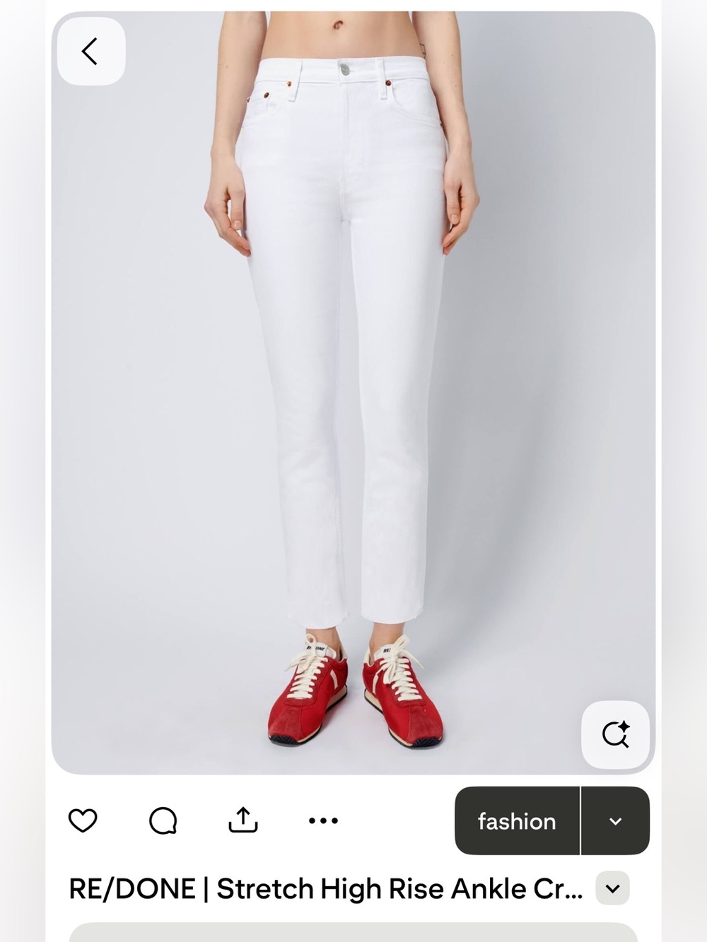 RE/DONE stretch crop white jeans size 27 inseam 24